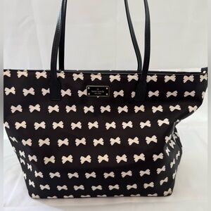 Kate Spade New York Bow Print Nylon Tote – Black & White